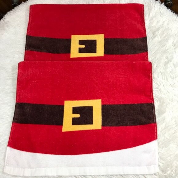 Set of 2 Holiday Time Santa's Belt 100% Cotton Towels - Picture 3 of 6